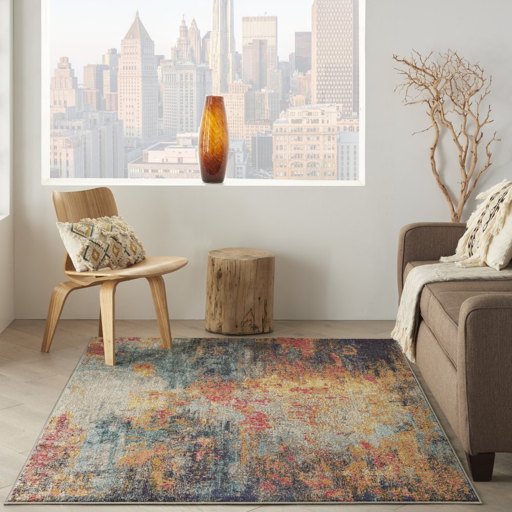 4' X 6' Multicolor Abstract Power Loom Non Skid Area Rug