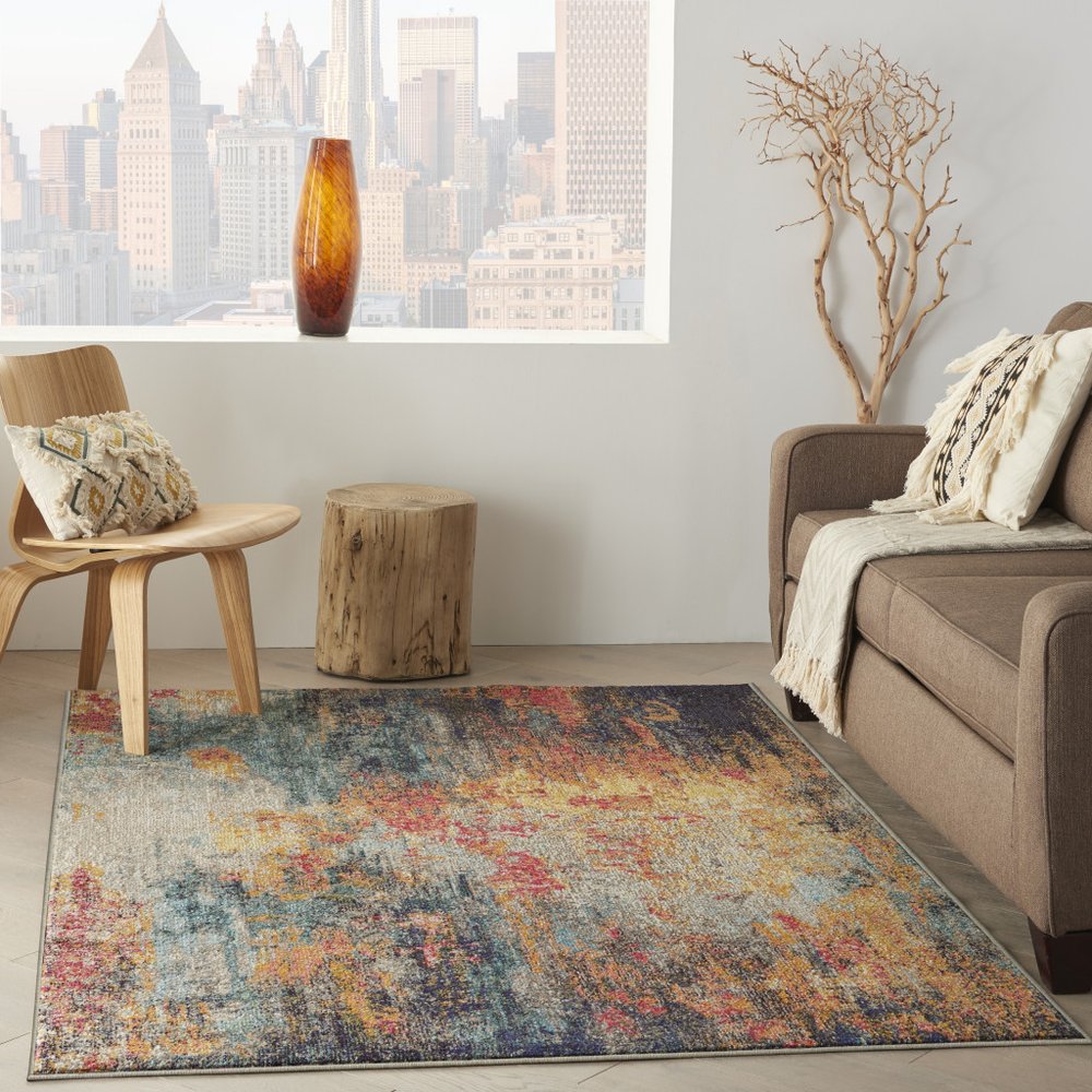4' X 6' Multicolor Abstract Power Loom Non Skid Area Rug
