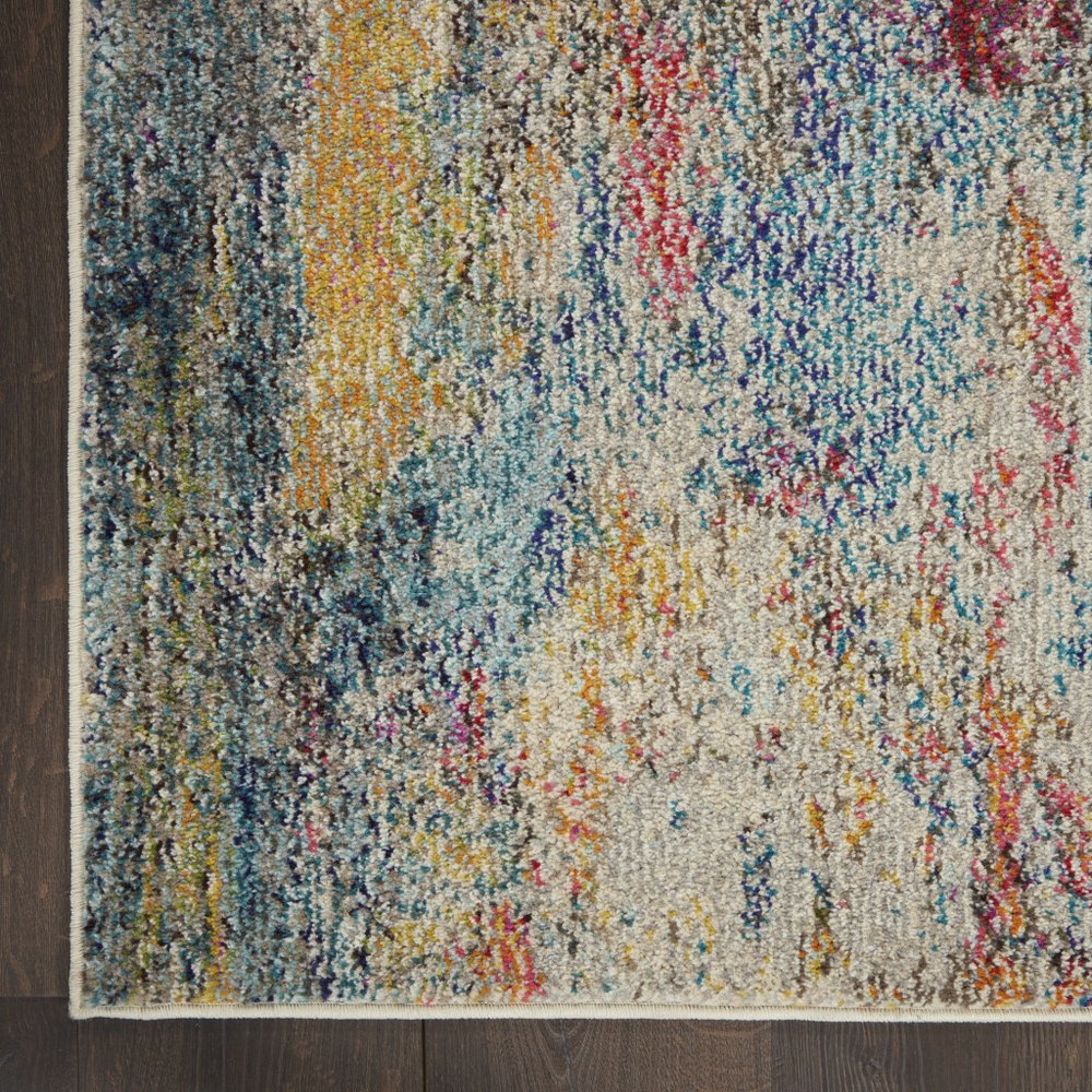 4' X 6' Blue And Ivory Abstract Distressed Area Rug