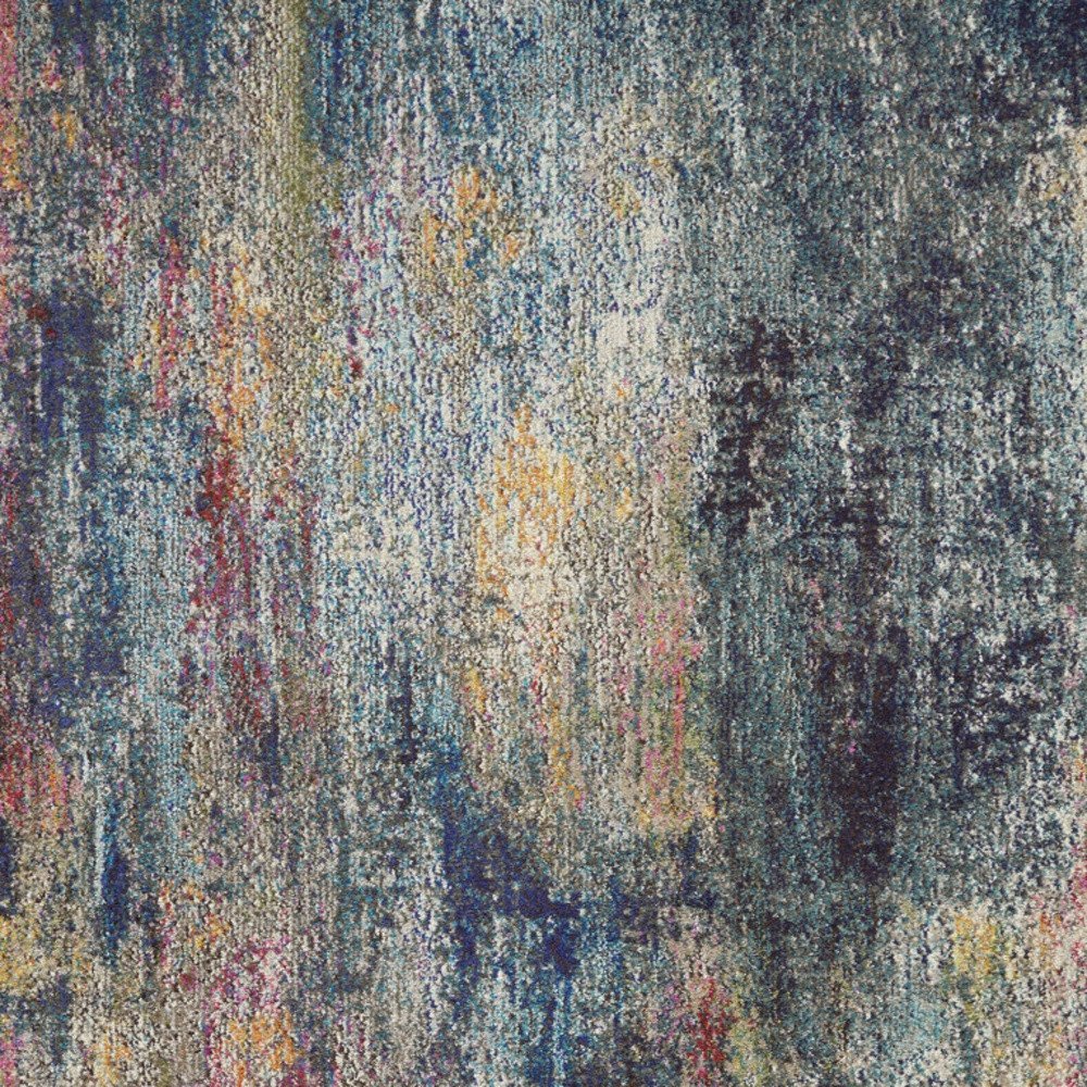 4' X 6' Blue And Ivory Abstract Distressed Area Rug