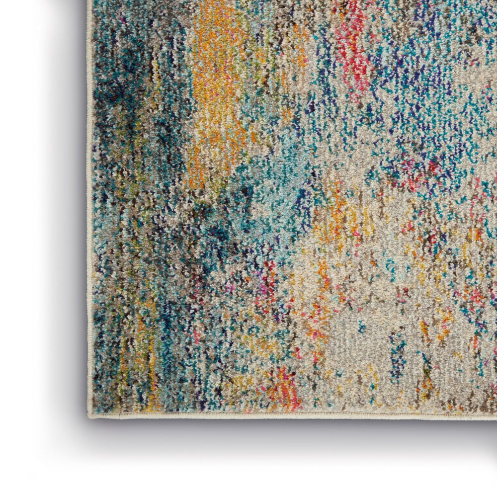 4' X 6' Blue And Ivory Abstract Distressed Area Rug