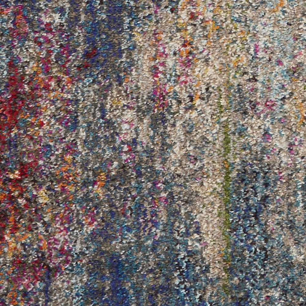 4' Blue And Ivory Abstract Round Rug