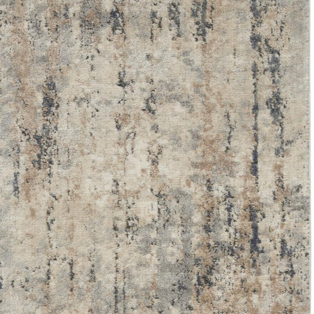 3' X 5' Beige And Grey Abstract Power Loom Non Skid Area Rug