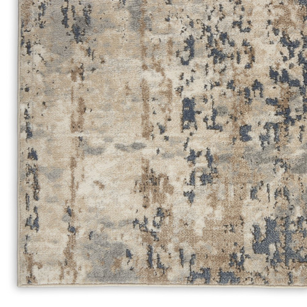 3' X 5' Beige And Grey Abstract Power Loom Non Skid Area Rug