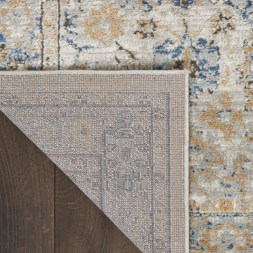 3' X 5' Grey And Light Blue Oriental Power Loom Non Skid Area Rug