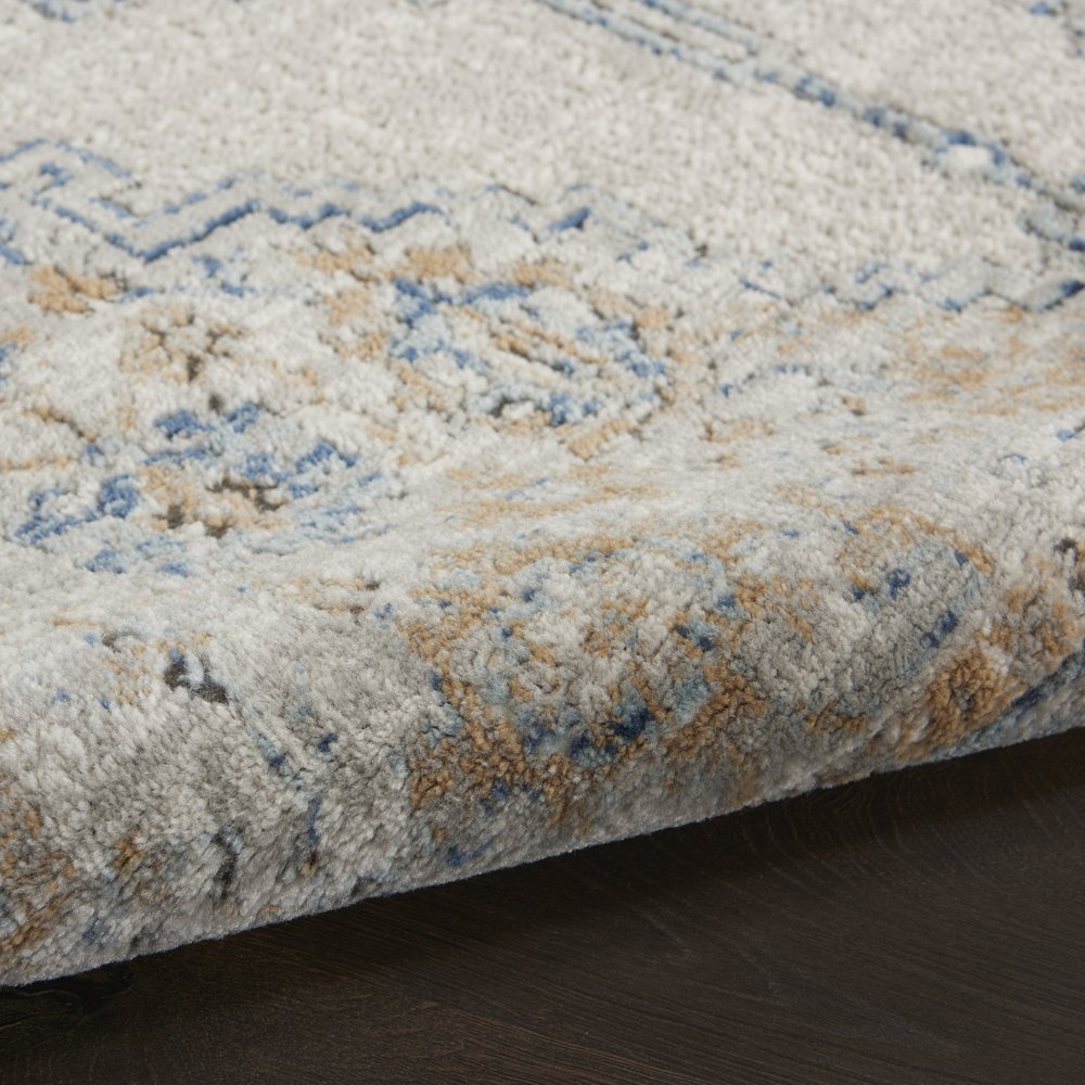 3' X 5' Grey And Light Blue Oriental Power Loom Non Skid Area Rug