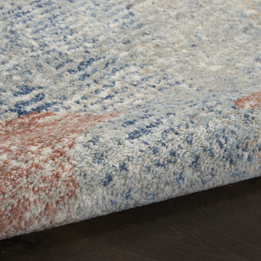 2' X 8' Ivory Abstract Power Loom Distressed Non Skid Runner Rug