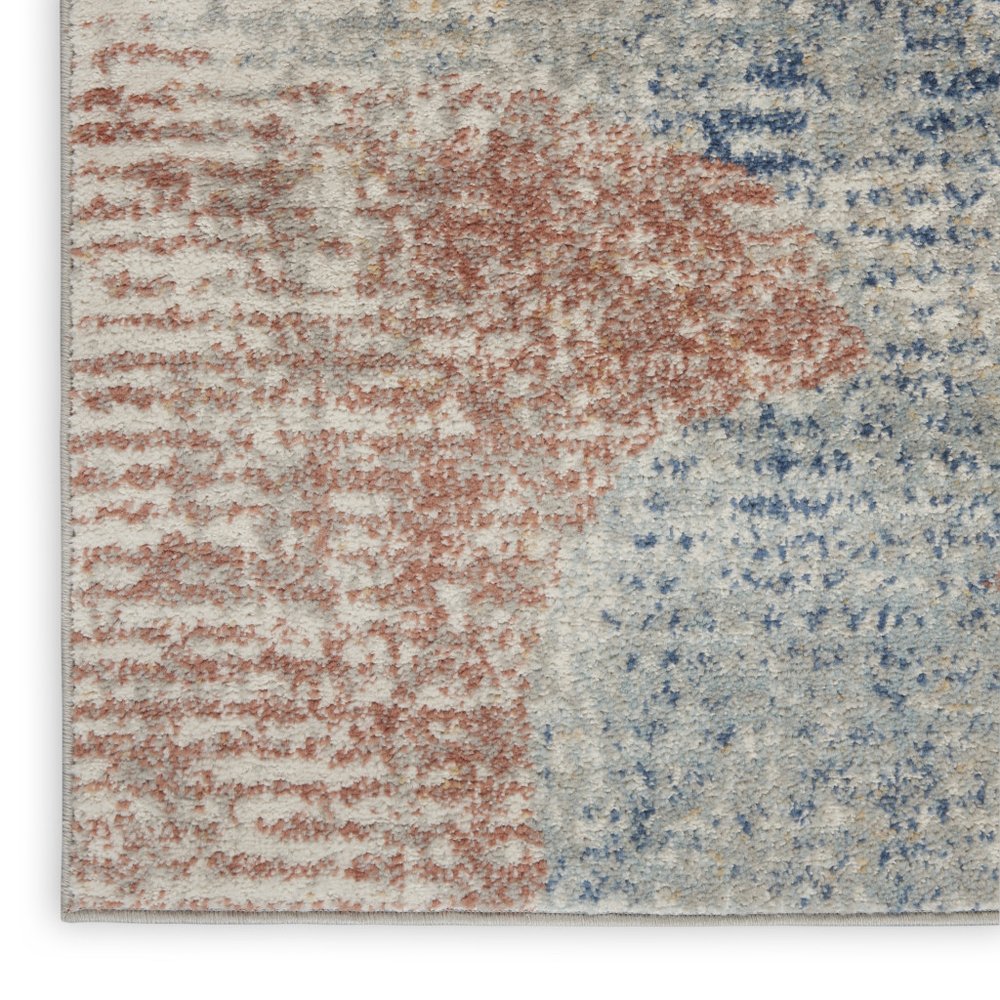 2' X 8' Ivory Abstract Power Loom Distressed Non Skid Runner Rug