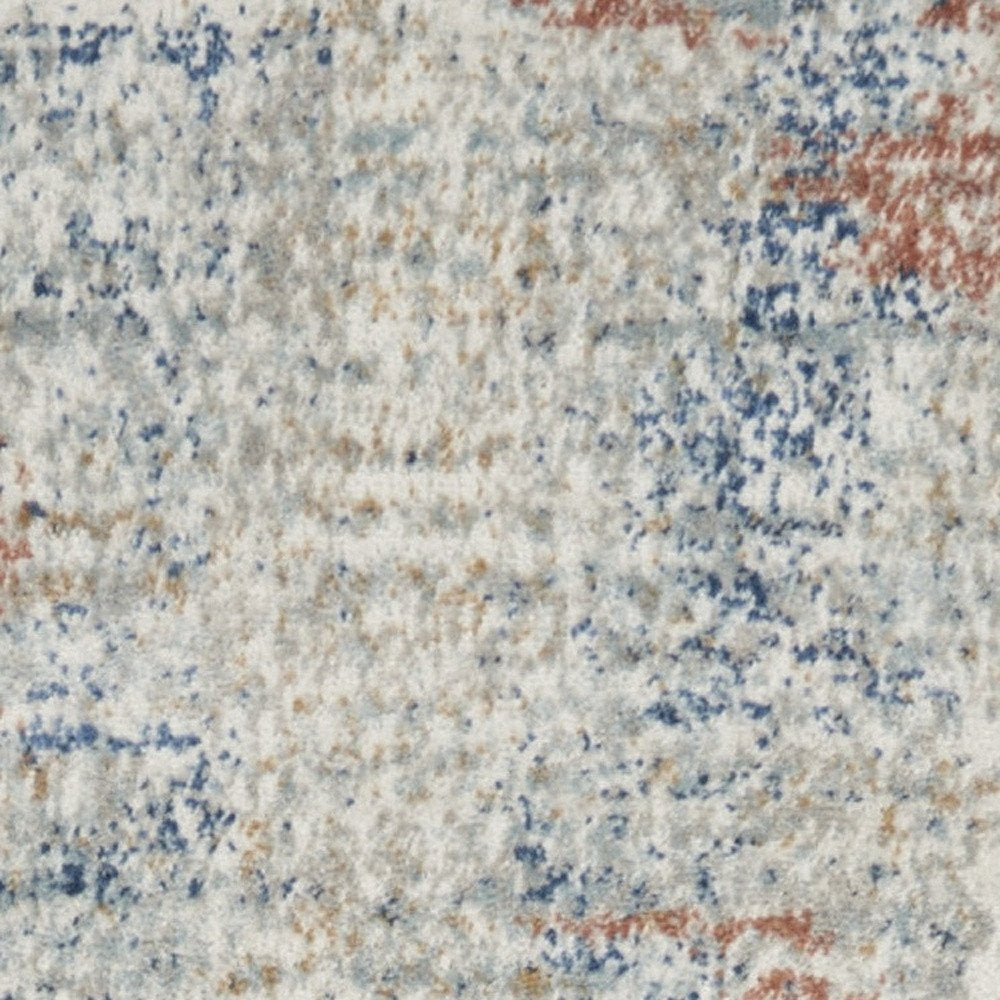 2' X 8' Ivory Abstract Power Loom Distressed Non Skid Runner Rug