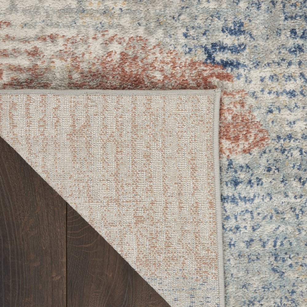 2' X 8' Ivory Abstract Power Loom Distressed Non Skid Runner Rug