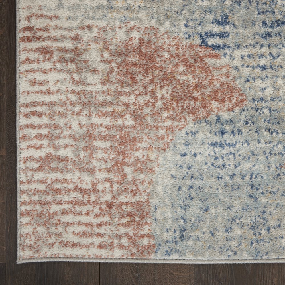 3' X 5' Ivory Abstract Power Loom Distressed Non Skid Area Rug