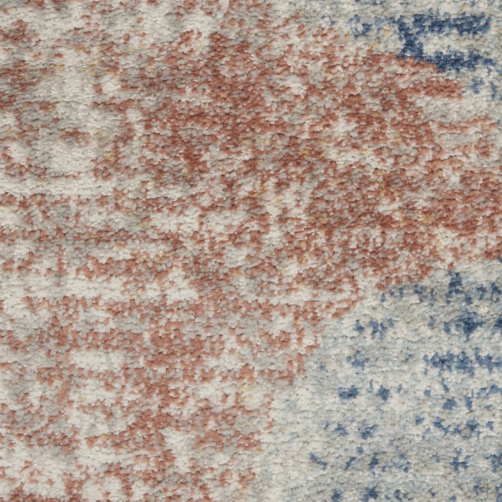 5' X 7' Ivory Abstract Power Loom Distressed Non Skid Area Rug