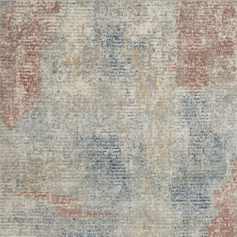 5' X 7' Ivory Abstract Power Loom Distressed Non Skid Area Rug