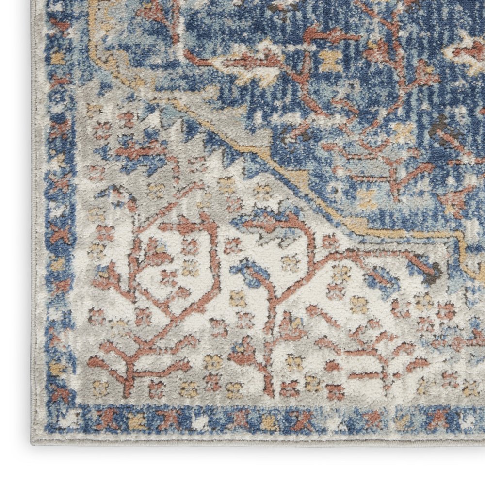 2' X 4' Blue And Grey Oriental Power Loom Non Skid Area Rug