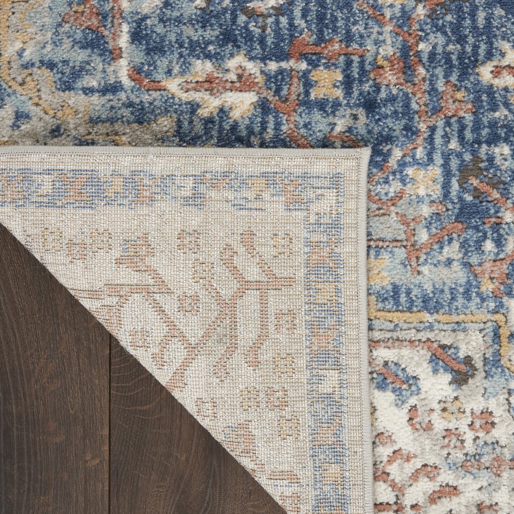 4' X 6' Blue And Grey Oriental Power Loom Non Skid Area Rug