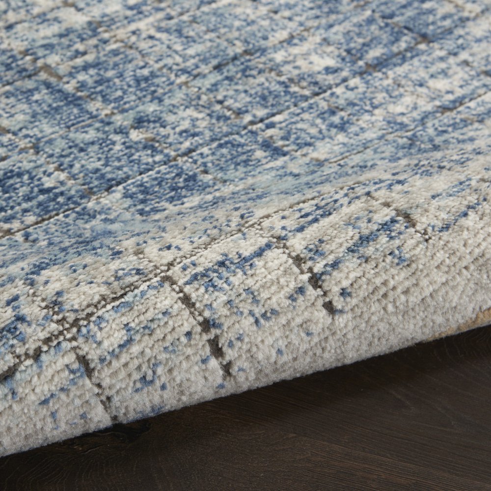2' X 4' Blue Abstract Power Loom Distressed Non Skid Area Rug