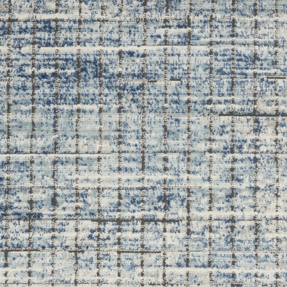 3' X 5' Blue Abstract Power Loom Distressed Non Skid Area Rug