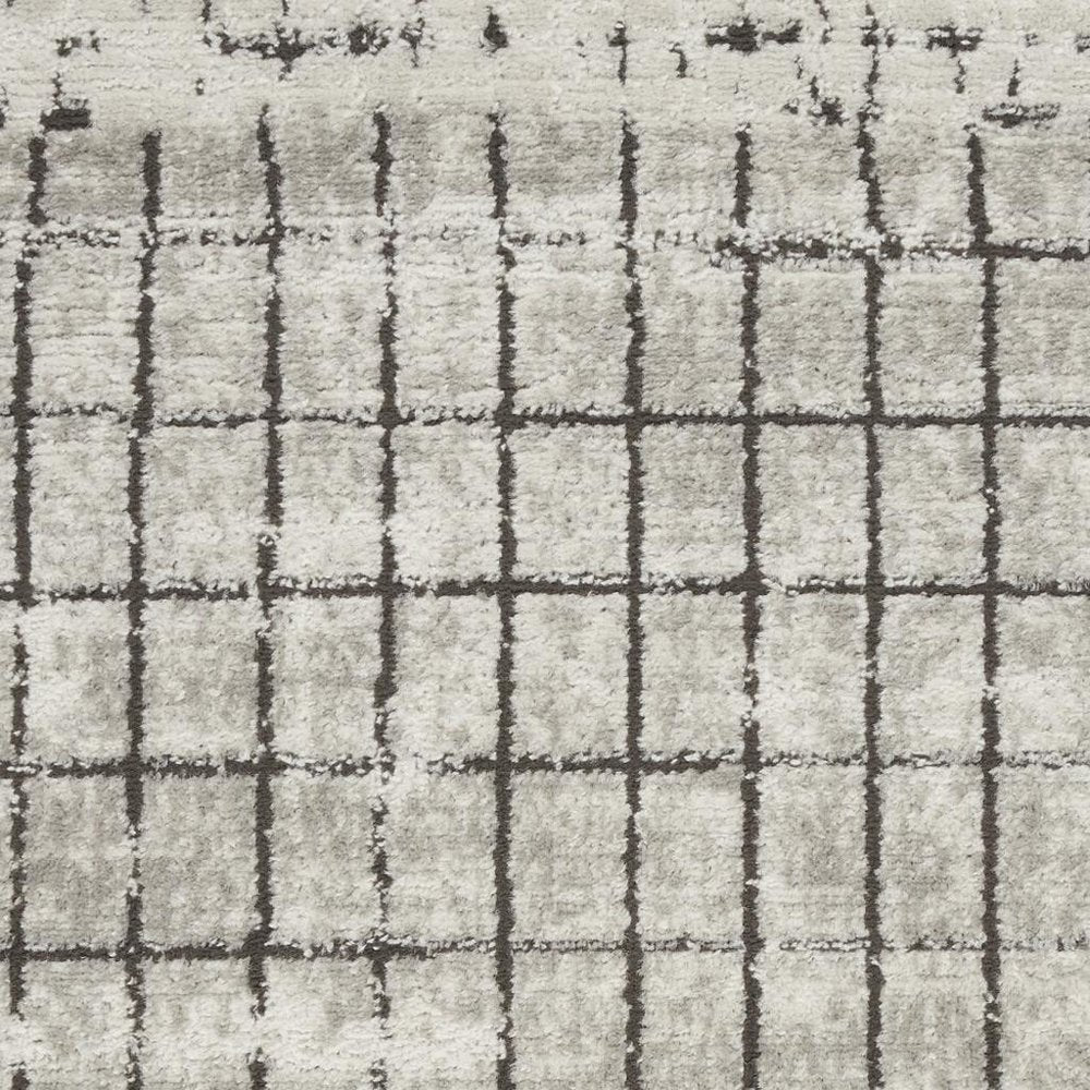 2' X 4' Ivory And Grey Abstract Power Loom Distressed Non Skid Area Rug