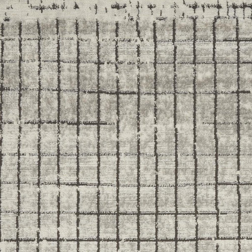 3' X 5' Ivory And Grey Abstract Power Loom Distressed Non Skid Area Rug