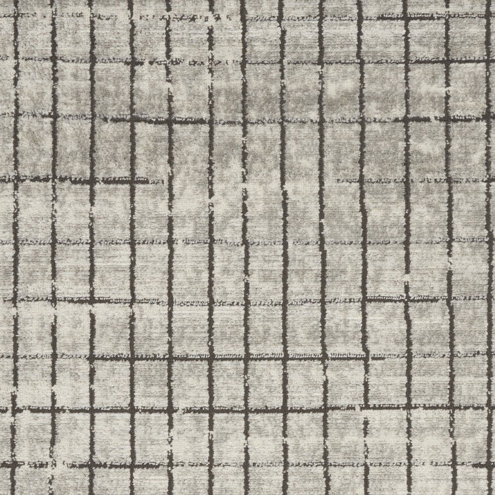 3' X 5' Ivory And Grey Abstract Power Loom Distressed Non Skid Area Rug