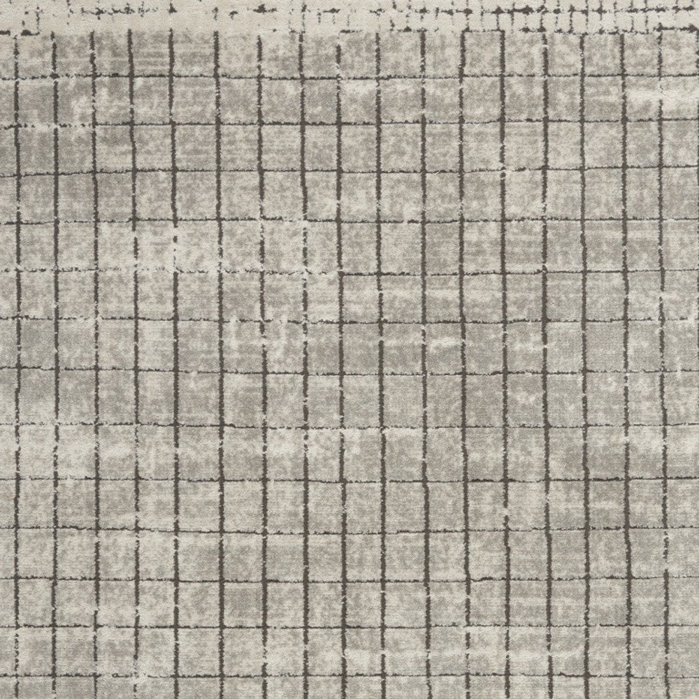 4' X 6' Ivory And Grey Abstract Power Loom Distressed Non Skid Area Rug