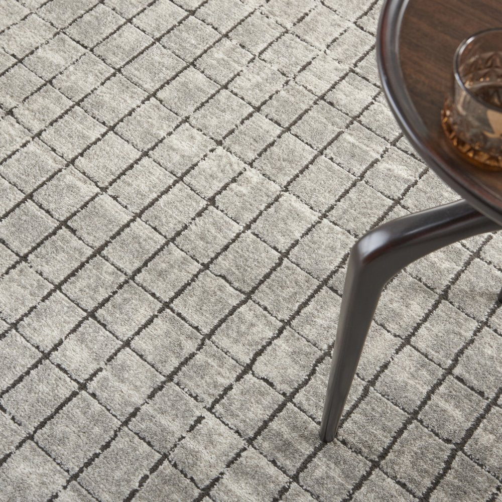 4' X 6' Ivory And Grey Abstract Power Loom Distressed Non Skid Area Rug