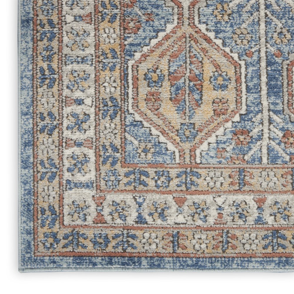 2' X 4' Blue Southwestern Power Loom Non Skid Area Rug