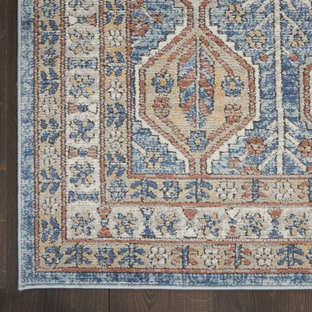 4' X 6' Blue Southwestern Power Loom Non Skid Area Rug