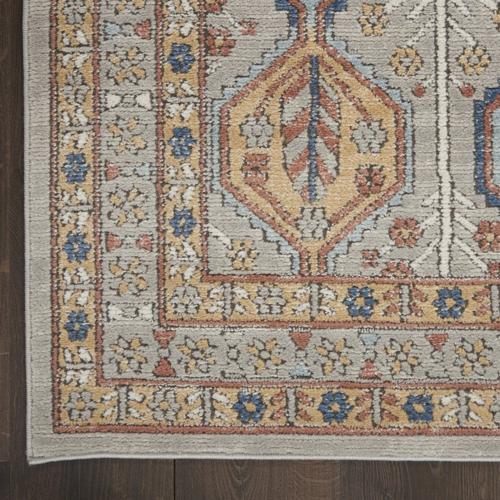 4' X 6' Grey Southwestern Power Loom Non Skid Area Rug