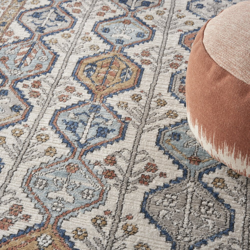 4' X 6' Ivory Southwestern Power Loom Non Skid Area Rug