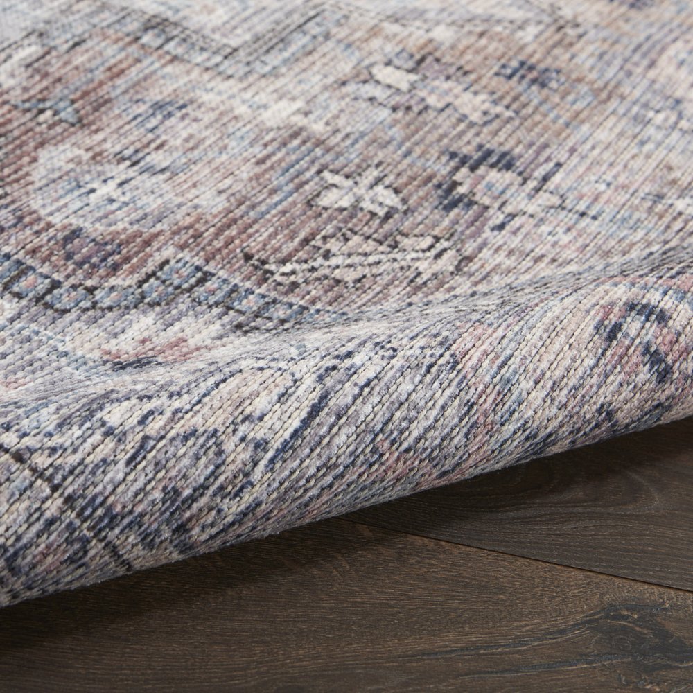 5' X 7' Grey Oriental Power Loom Distressed Washable Area Rug