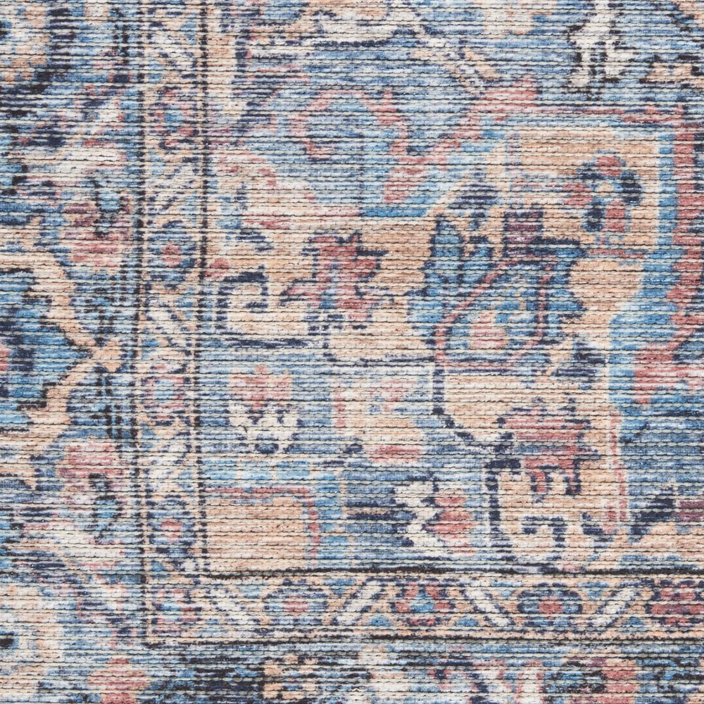 2' X 4' Light Blue Oriental Power Loom Distressed Washable Area Rug