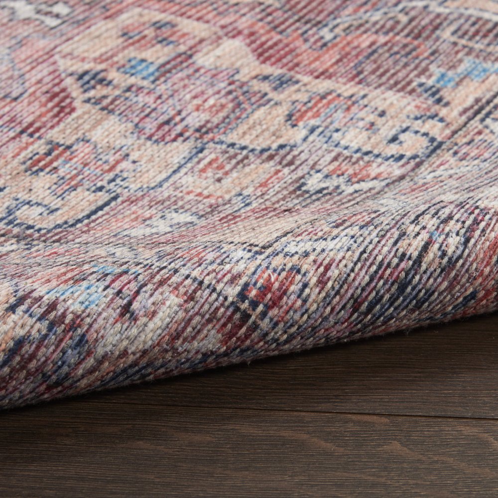 2' X 4' Red Oriental Power Loom Distressed Washable Area Rug