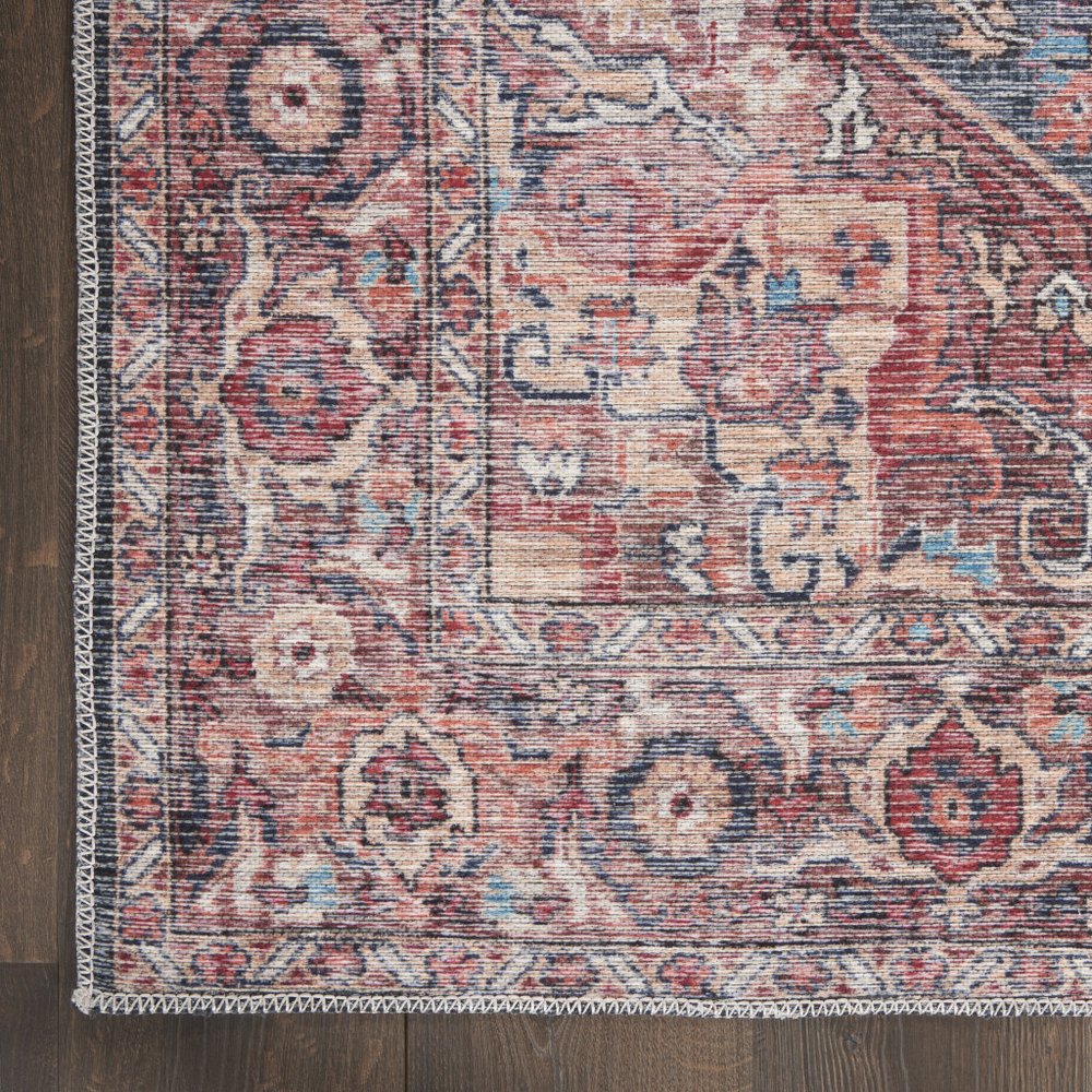 4' X 6' Multicolor Oriental Power Loom Distressed Washable Area Rug