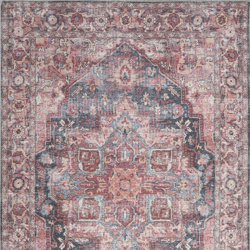 4' X 6' Multicolor Oriental Power Loom Distressed Washable Area Rug