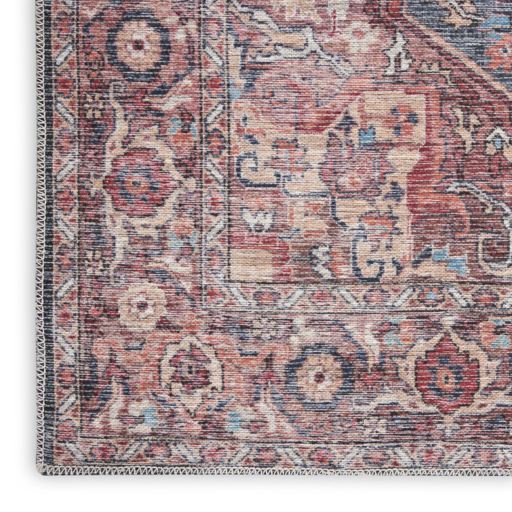4' X 6' Multicolor Oriental Power Loom Distressed Washable Area Rug