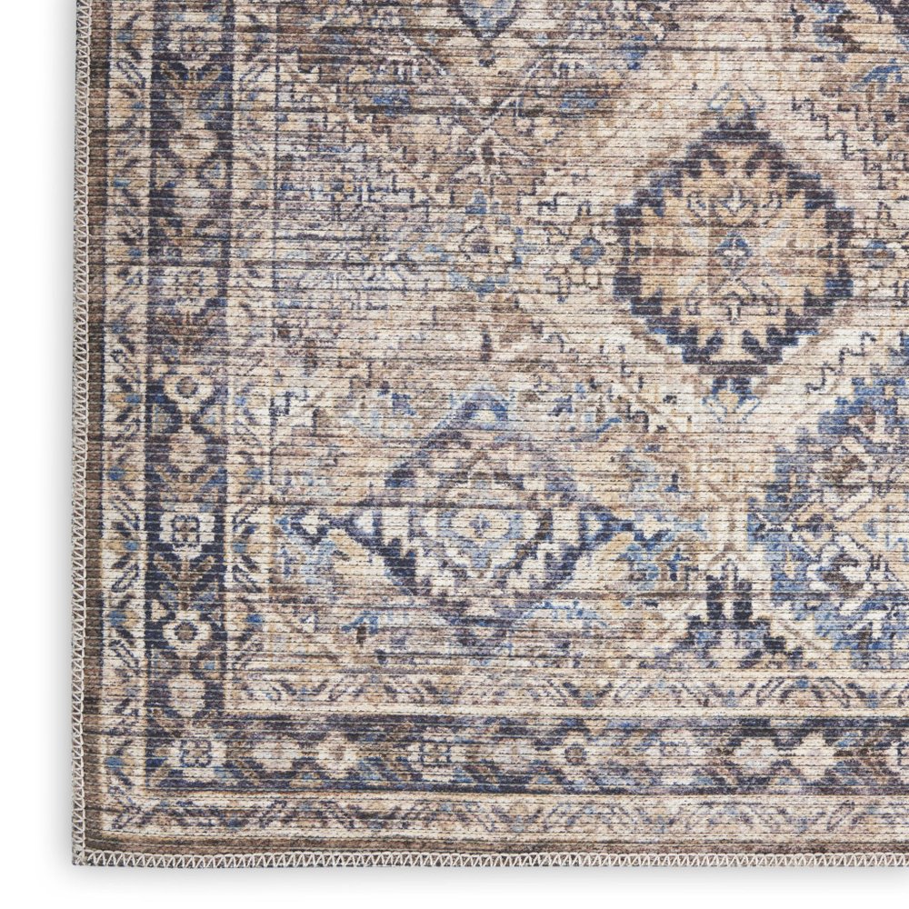 4' X 6' Ivory Latte Oriental Power Loom Distressed Washable Area Rug