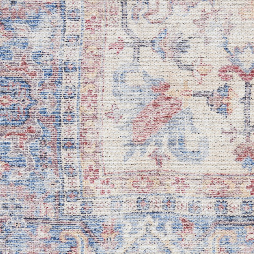 2' X 4' Blue Oriental Power Loom Distressed Washable Area Rug