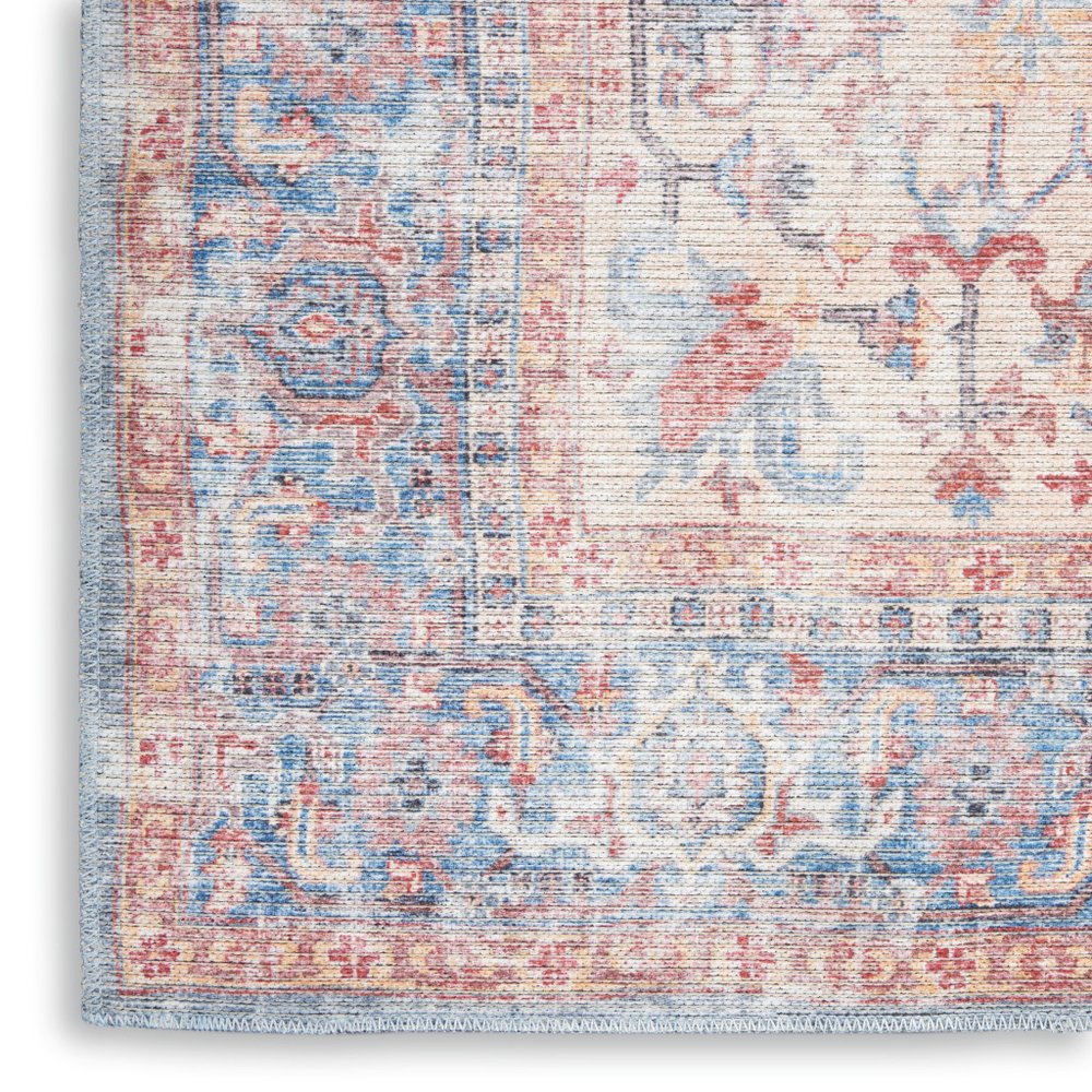 2' X 4' Blue Oriental Power Loom Distressed Washable Area Rug