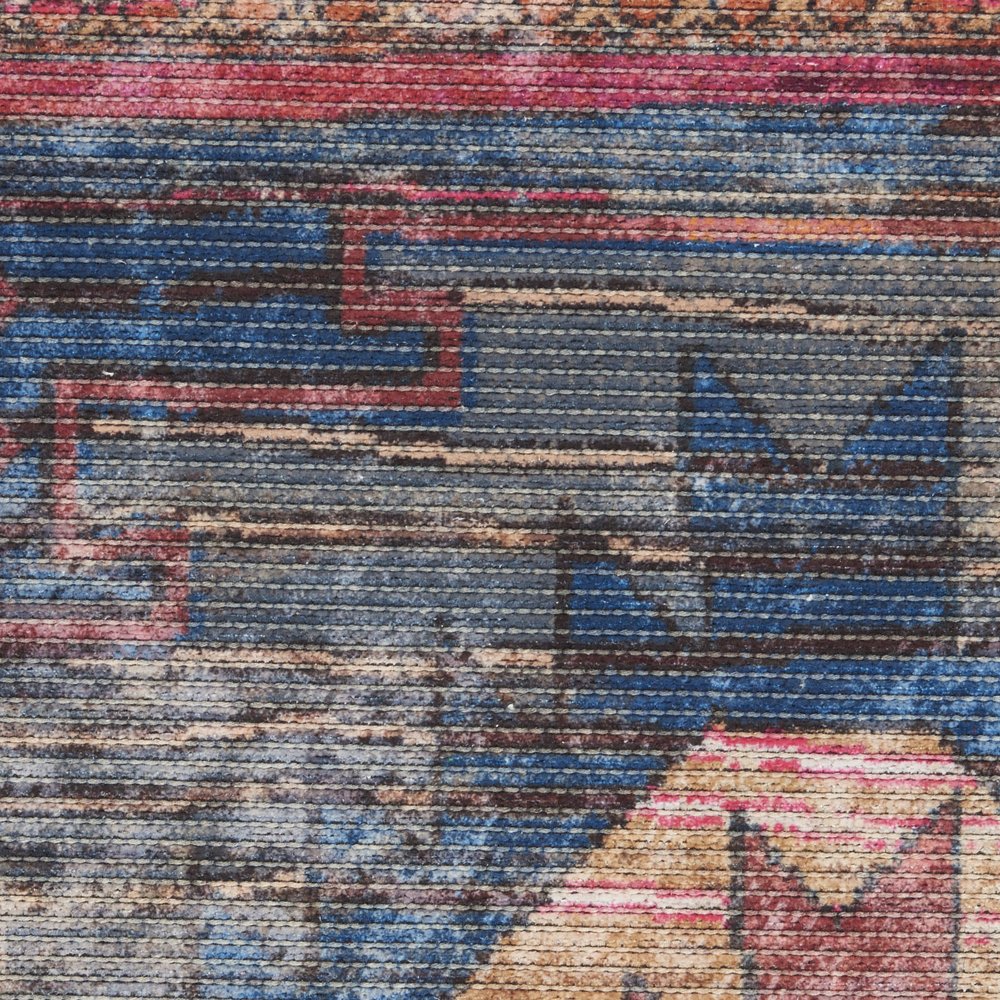 4' X 6' Multicolor Southwestern Power Loom Distressed Washable Area Rug