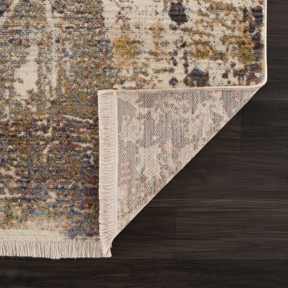 4' X 6' Gray And Ivory Abstract Power Loom Distressed Stain Resistant Area Rug