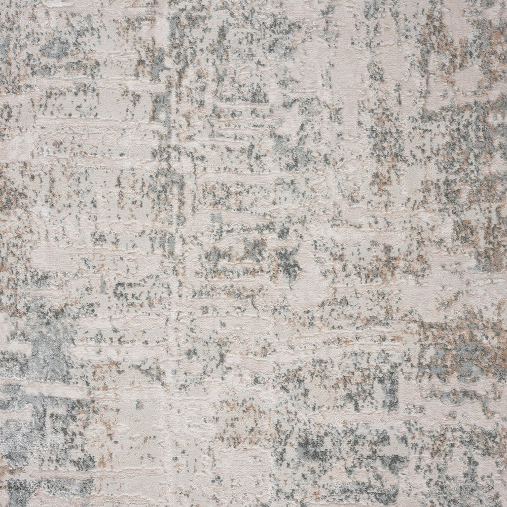 5' X 7' Gray Blue Taupe And Cream Abstract Distressed Stain Resistant Area Rug