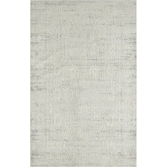 2' X 3' Ivory And Gray Floral Stain Resistant Area Rug