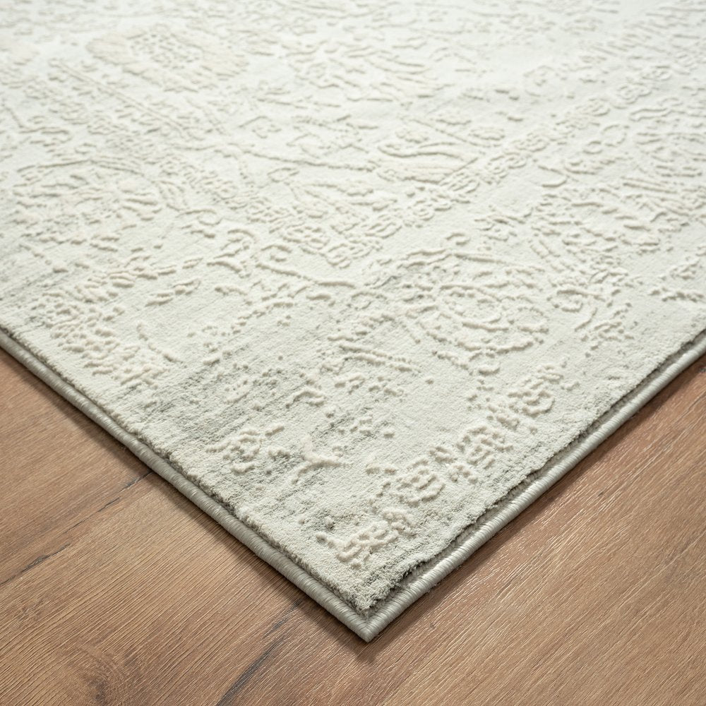 2' X 3' Ivory And Gray Floral Stain Resistant Area Rug