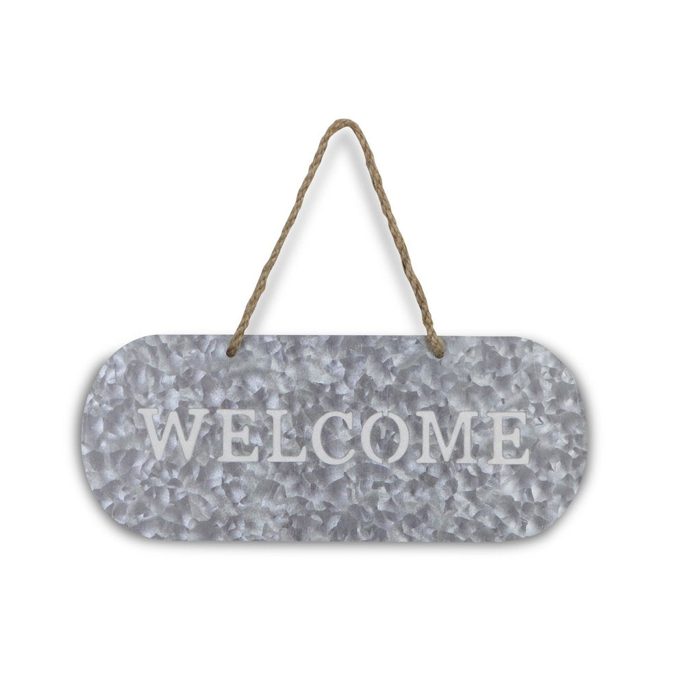 5" X 11" Gray Handcrafted Welcome Galvanized Metal Wall Decor