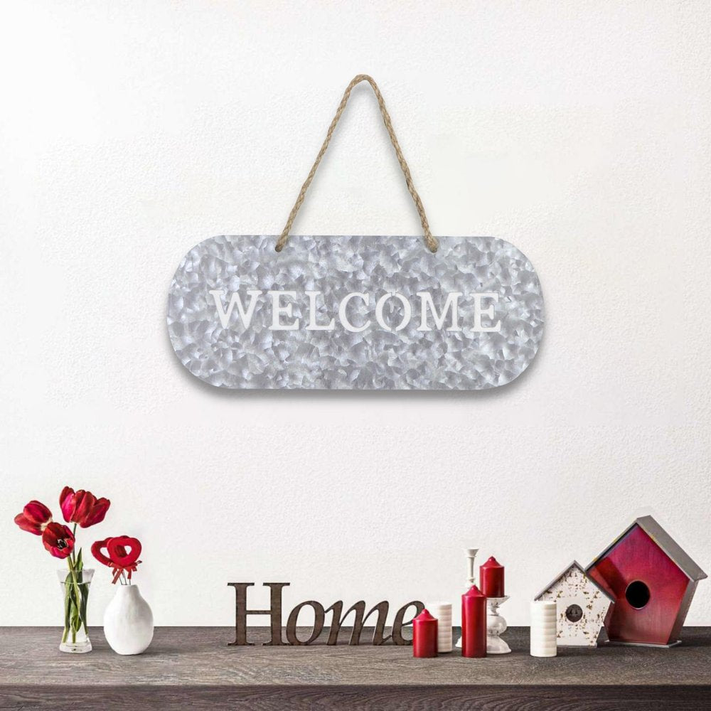 5" X 11" Gray Handcrafted Welcome Galvanized Metal Wall Decor
