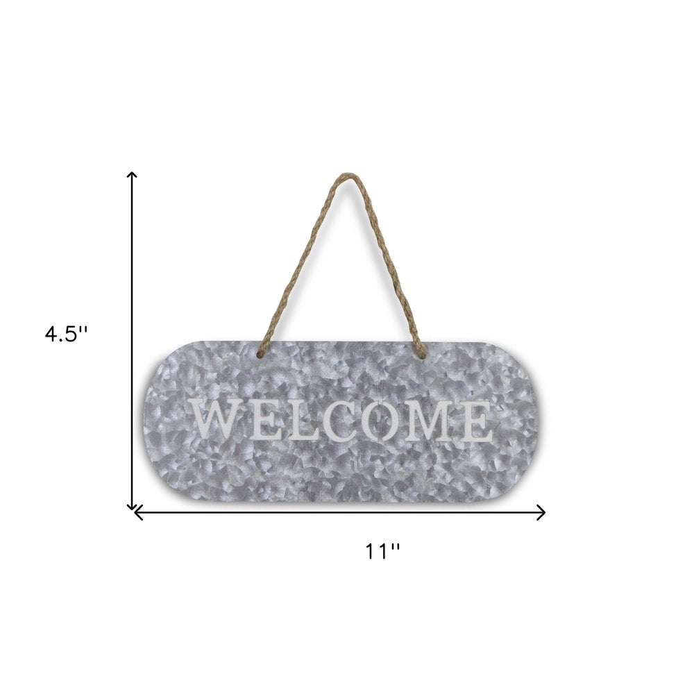 5" X 11" Gray Handcrafted Welcome Galvanized Metal Wall Decor