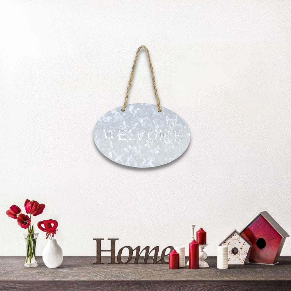 5" X 8" Gray Handcrafted Welcome Galvanized Metal Wall Decor
