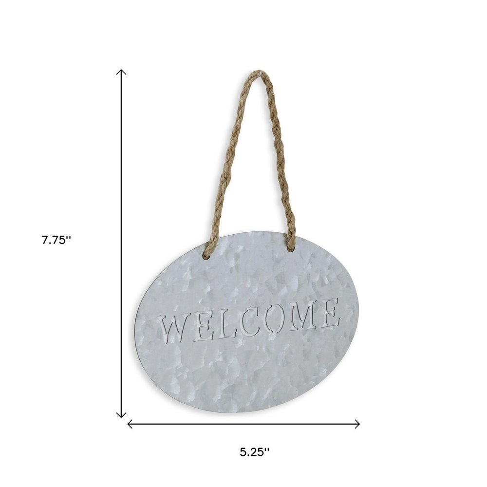 5" X 8" Gray Handcrafted Welcome Galvanized Metal Wall Decor