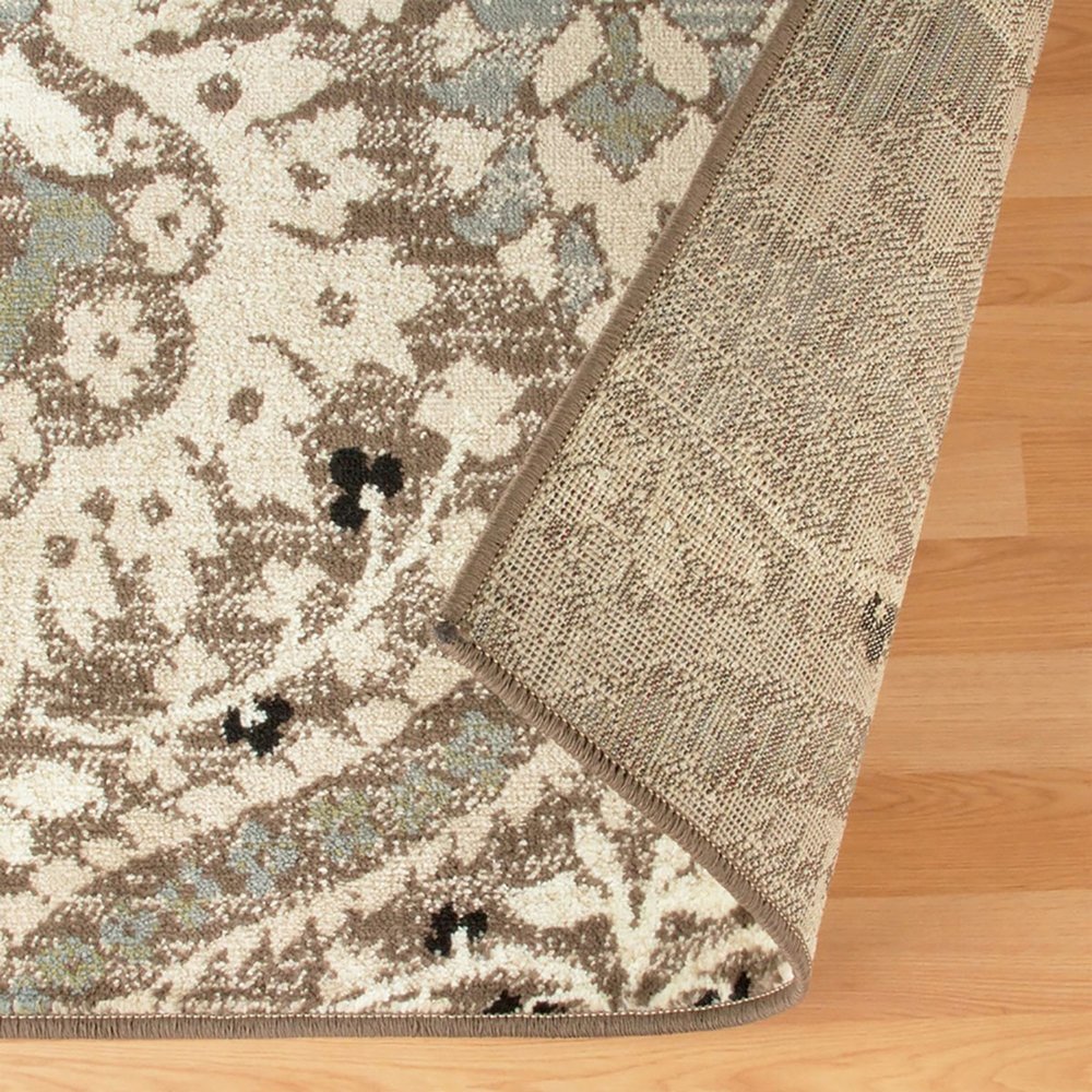 12' Beige And Ivory Floral Runner Rug